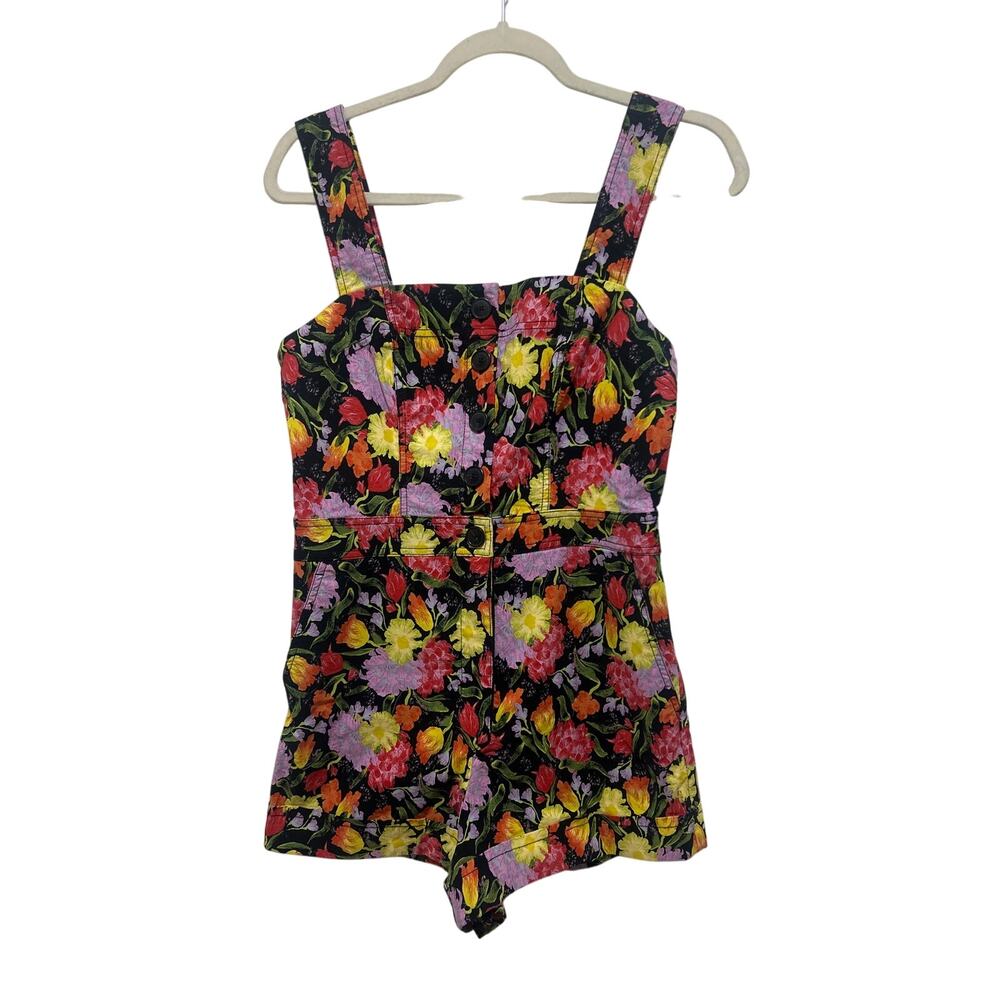 Anthropologie Yukiko Noritake Maeve Button Front Zipper Floral Romper 6 NWT